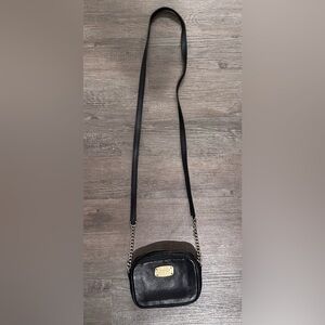 Michael Kors Black Leather Bag with Gold Accents